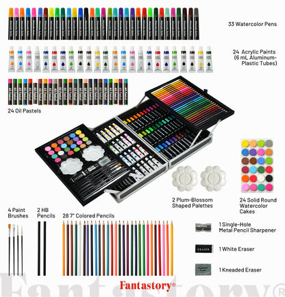 Fantastory Art Set for Painting, 145 Pcs Drawing Art Supplies Double Layers Aluminum Box