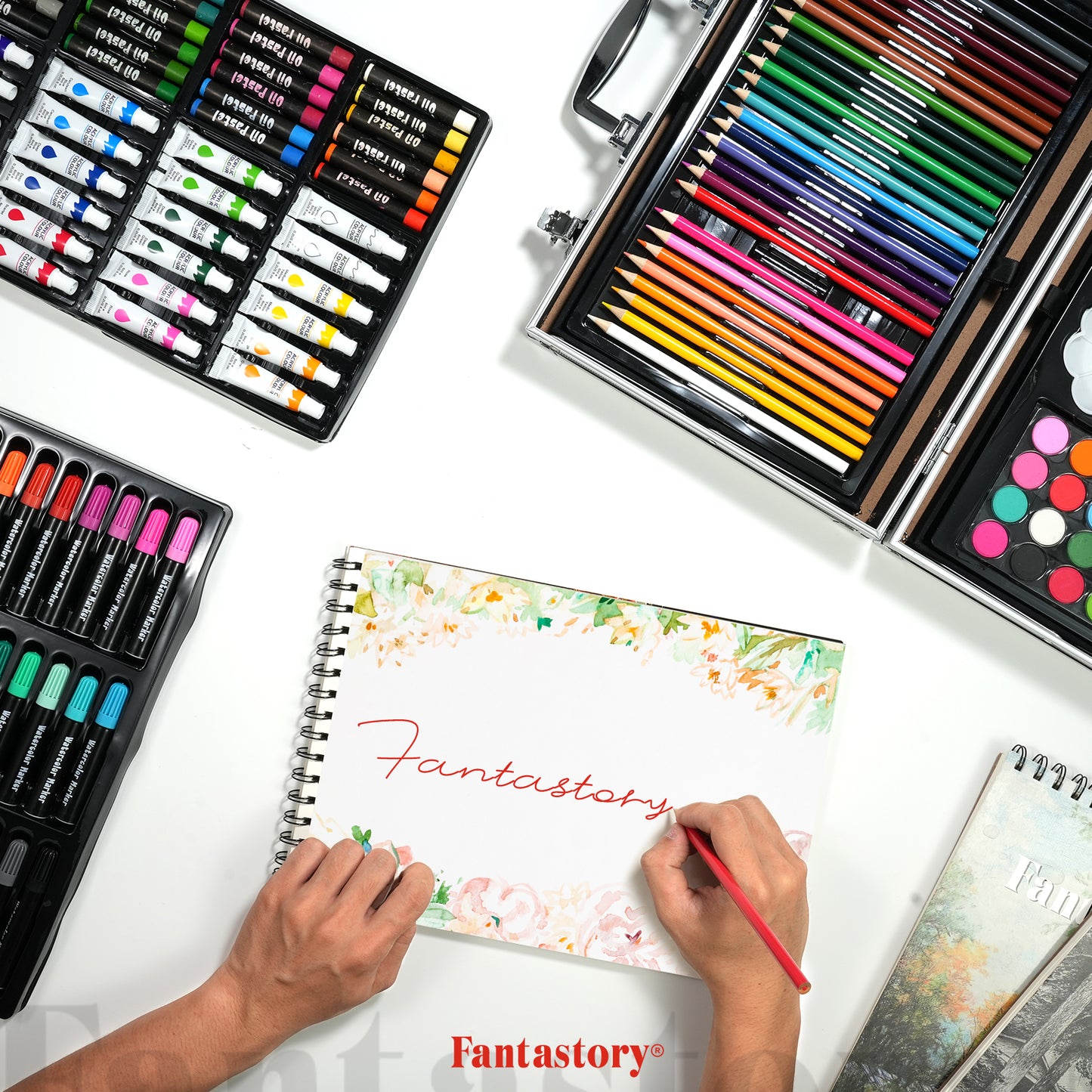Fantastory Art Set for Painting, 145 Pcs Drawing Art Supplies Double Layers Aluminum Box
