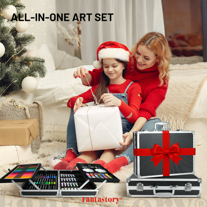 Fantastory Art Set for Painting, 145 Pcs Drawing Art Supplies Double Layers Aluminum Box