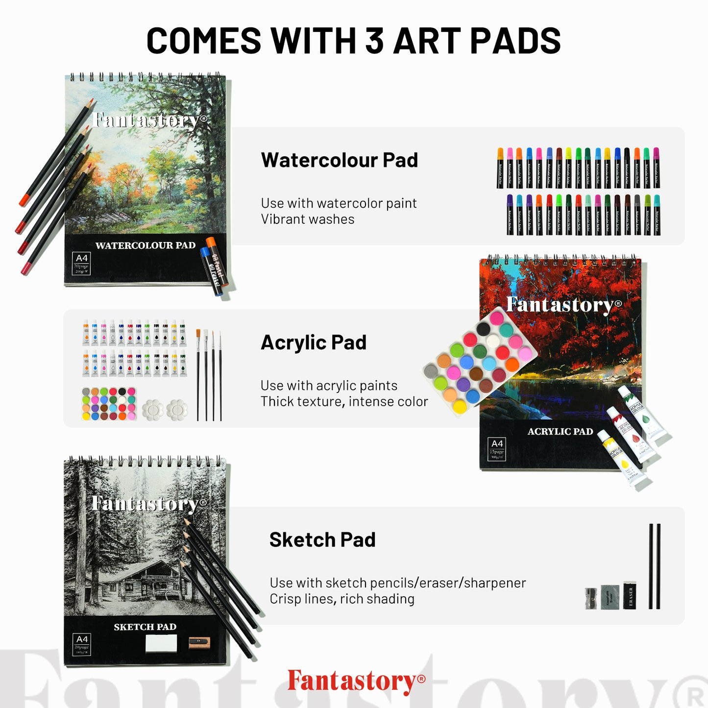 Fantastory Art Set for Painting, 145 Pcs Drawing Art Supplies Double Layers Aluminum Box