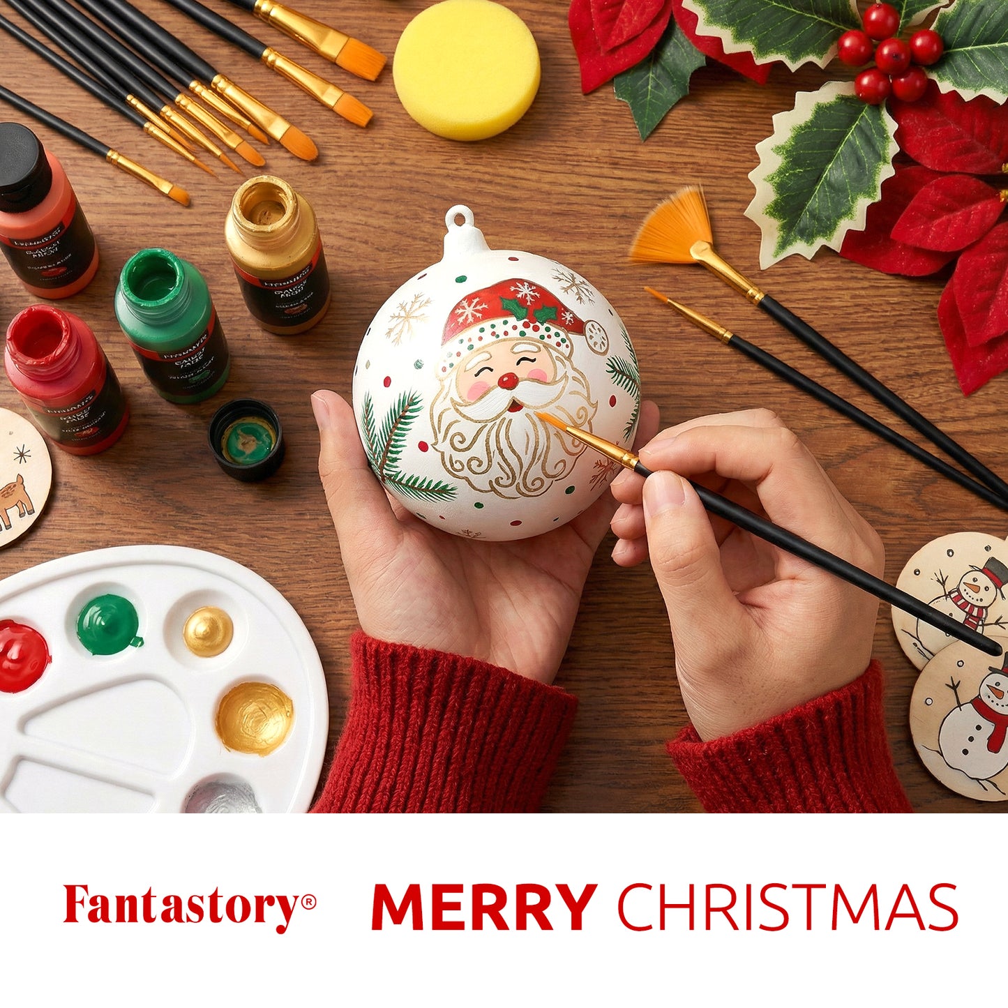 Fantastory 65 Pack Acrylic Paint Set, 50 Colors (2 oz/Bottle) with 12 Art Brushes and Palette