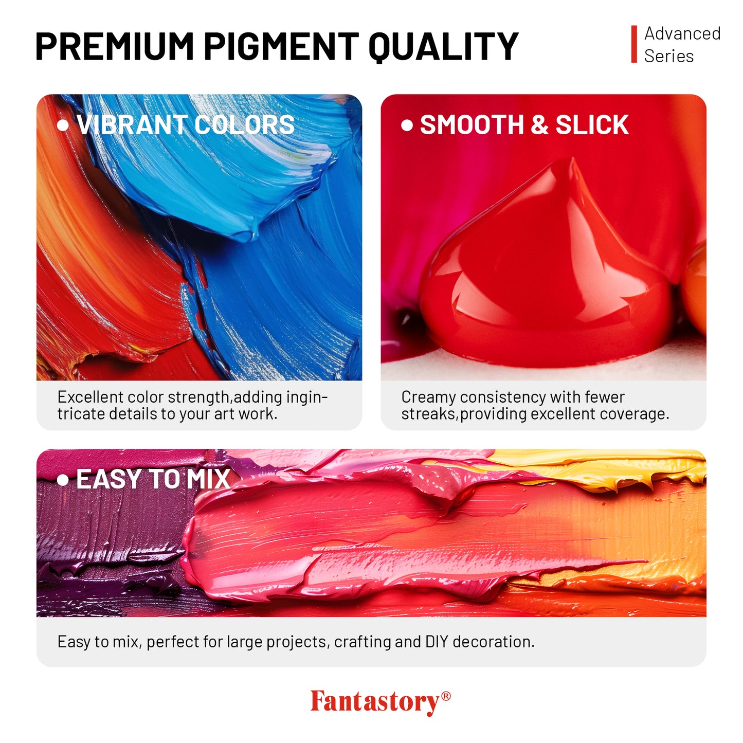 Fantastory 15 Colors Large Acrylic Craft Paint, 16.9 oz,500 ml