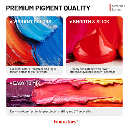 Fantastory 15 Colors Large Acrylic Craft Paint, 16.9 oz,500 ml