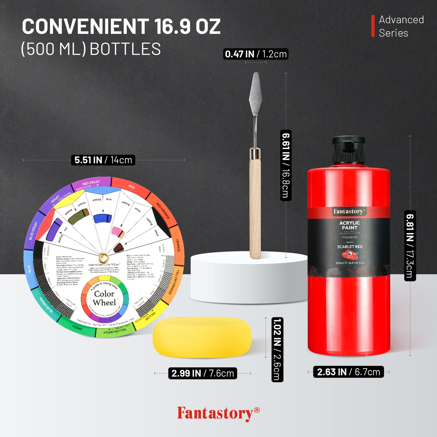 Fantastory 15 Colors Large Acrylic Craft Paint, 16.9 oz,500 ml