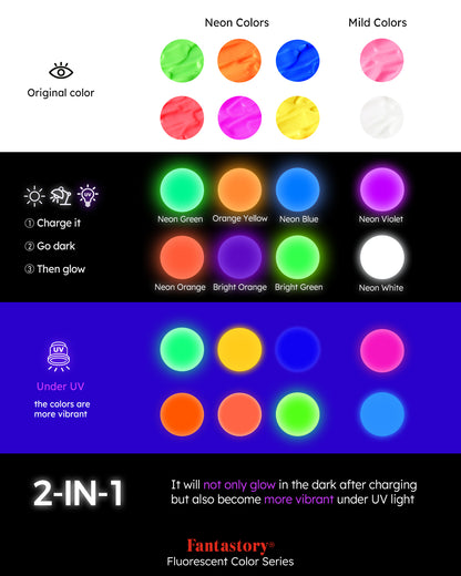 Glow in the Dark Paint,8 Bright Colours Liquid Luminous Paint, Neon Paints Glow in Dark for Painting