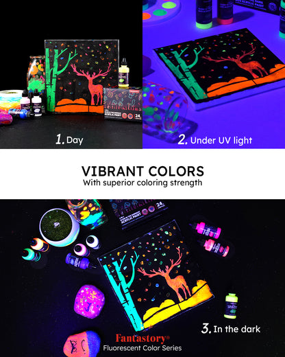 Glow in the Dark Paint,8 Bright Colours Liquid Luminous Paint, Neon Paints Glow in Dark for Painting