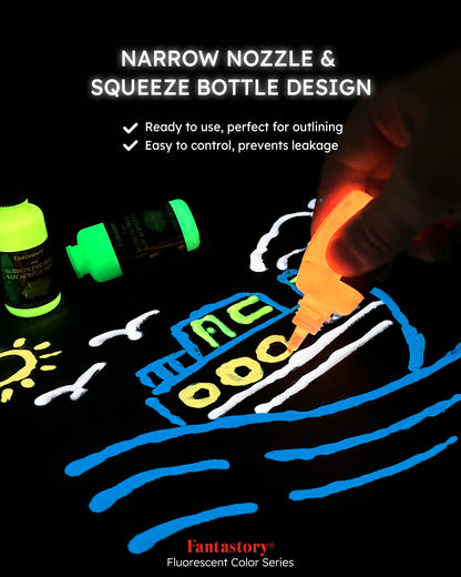 Glow in the Dark Paint,8 Bright Colours Liquid Luminous Paint, Neon Paints Glow in Dark for Painting
