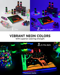 Fantastory 60ml/2oz Neon Glow in the Dark Paint, 10 Tubes Fluorescent Colors Glow Acrylic Paints