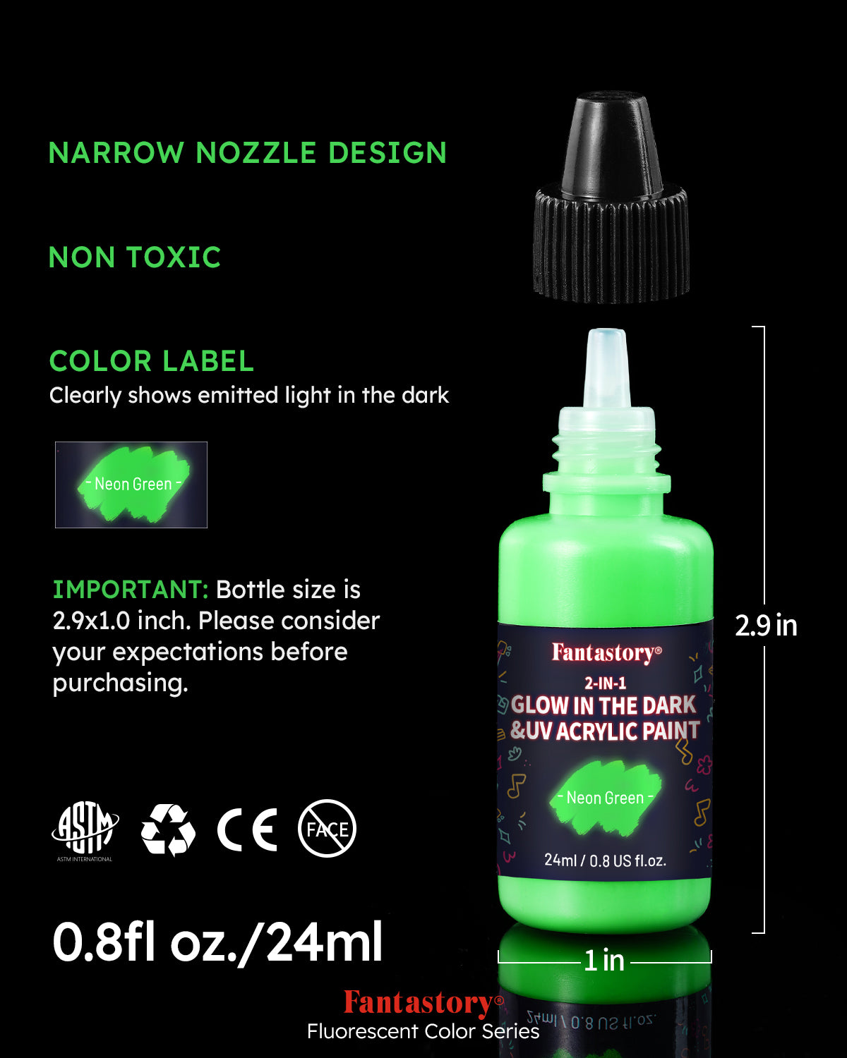 Glow in the Dark Paint,8 Bright Colours Liquid Luminous Paint, Neon Paints Glow in Dark for Painting