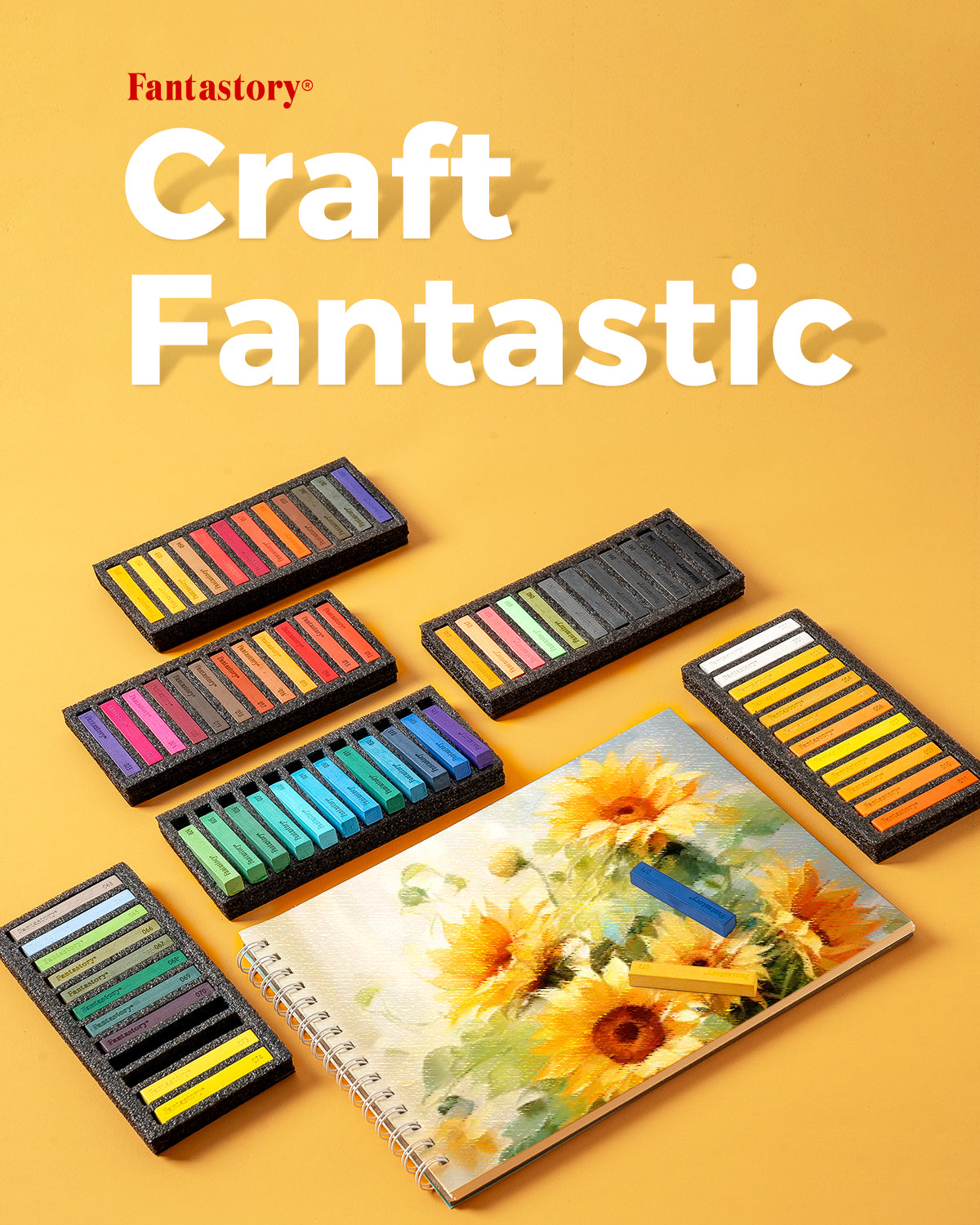 Fantastory Long Soft Chalk Pastels Set, Non Toxic Soft Pastels 72 Sticks,Includes 5 Fluorescent Colors