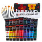 Fantastory Acrylic Paint Set, 18 Tubes x 36ml, Waterproof with High Lightfastness, Extra Metallic Colors, for Canvas Wood Ceramics Models