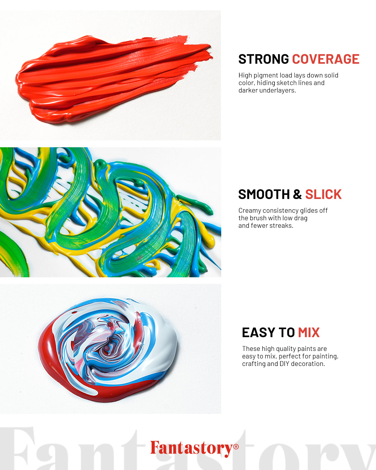 Fantastory Acrylic Paint Set, 18 Colors with 12 Brushes, Pro Artist Kit