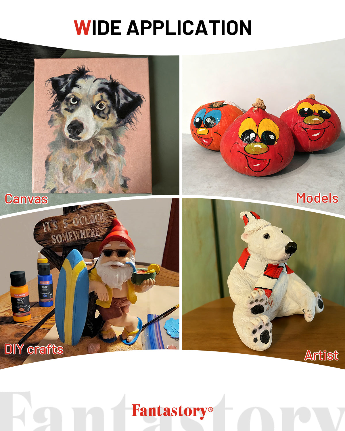 Fantastory Acrylic Paint Set, 18 Colors with 12 Brushes, Pro Artist Kit