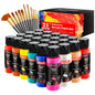 Acrylic Paint Set - 24 Classic Colors (2oz), Craft Paint Kit with 12 Brushes