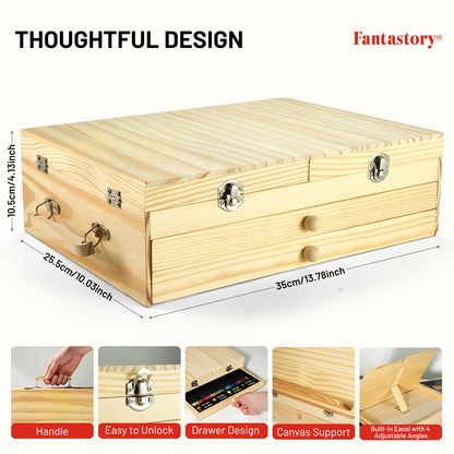 Fantastory Art Coloring Set, 85Pcs Drawing Painting Kit with Wooden Case