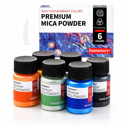 Mica Powder Pearlescent Color Pigment, 6 Colors Art Set for Epoxy Resin, 0.35oz/10g