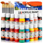 Fantastory 30 Pack Acrylic Paint, 18 Colors Acrylic Craft Paint Set with Brushes for Adults Beginner Artists