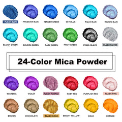 Fantastory Mica Powder for Epoxy Resin, (0.35oz/10g) 24 Colors Pigment Powder