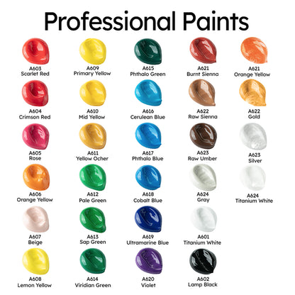 Fantastory (2oz /60ml) Acrylic Paint Set, 28 Colors with 12 Brushes Craft Paint Kit