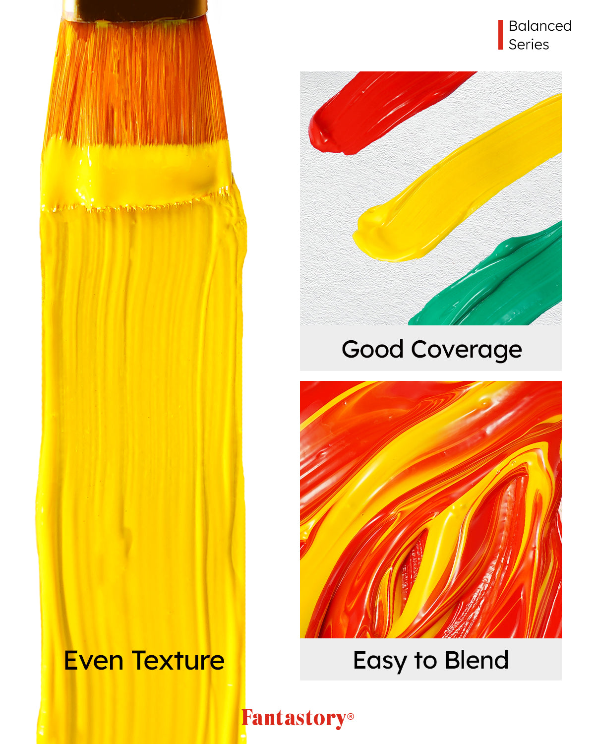 Fantastory Acrylic Paint Set, 24 x 60 ml with 12 Brushes; Christmas Acrylic Paint, Waterproof; For Artwork & DIY Projects on Canvas, Wood, Glass, Clay, Fabric, Ceramic, Paper, Canvas