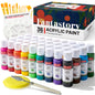Fantastory 52Pack Acrylic Paint Set, 36 Colors Multi-Surface Craft Paint with 12 Brushes, Palette, Sponge, Color Card