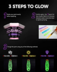 Fantastory Glow in The Dark Paint ,10 Extra Bright Colors 30 ml / 1 oz Glow in Dark Paint Glow Paint for Halloween Decoration, Art Painting