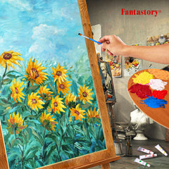 Fantastory 12ML 24 Colors Acrylic Paint Set with 3 Paint Brushes