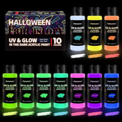 Fantastory 60ml/2oz Neon Glow Acrylic Paints, Glow in The Dark Paint for Christmas,Holiday Decor