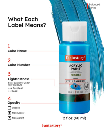 Fantastory Acrylic Paint Set, 24 x 60 ml with 12 Brushes; Christmas Acrylic Paint, Waterproof; For Artwork & DIY Projects on Canvas, Wood, Glass, Clay, Fabric, Ceramic, Paper, Canvas