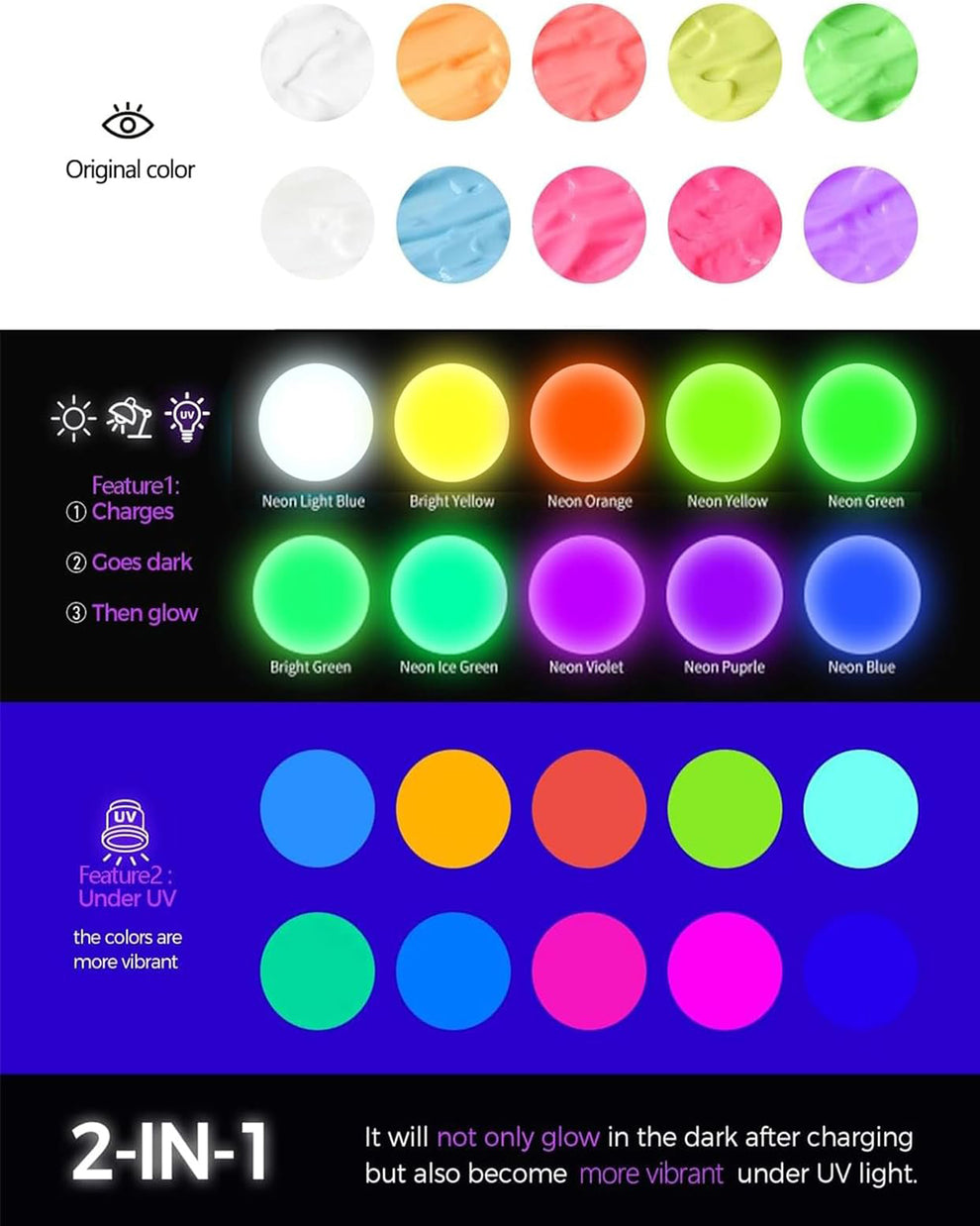 Fantastory 10 Colors Glow in the Dark Paint, 30ml Glow Acrylic Craft N