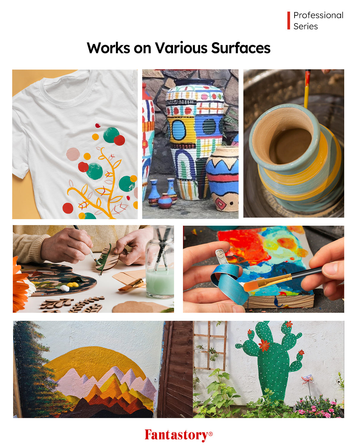 Fantastory Acrylic Paint Set, High Pigment, Quick Dry, Waterproof, 24 Colors with Metallic and White