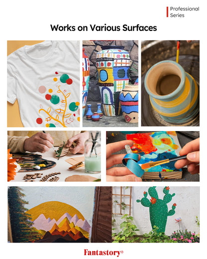 Fantastory Acrylic Paint Set, High Pigment, Quick Dry, Waterproof, 24 Colors with Metallic and White