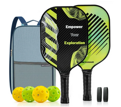 ANKLOSAUR Pickleball Paddles Set of 2 (4 Pickleballs) with Advanced 3K Carbon Surface, 1 Portable Carry Bag, 2 High-Performance Grip Tapes - USAPA Approved