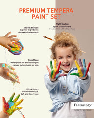 Fantastory Tempera Paint for Kids 12 Colors (8.4 oz Each) Washable Tempera Paint