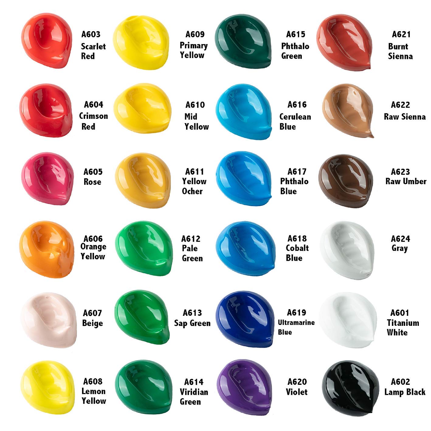 Craft Acrylic Paint, Set of 24 Colors(22 x 0.74oz/22 ml & 2 x 2.64 oz/75 ml)