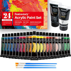 Craft Acrylic Paint, Set of 24 Colors(22 x 0.74oz/22 ml & 2 x 2.64 oz/75 ml)